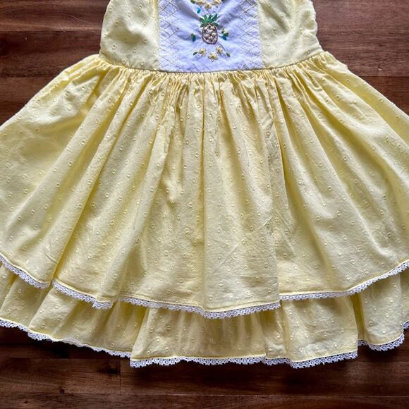 Well Dressed Wolf Yellow Pineapple Embroidered Cameron Sleeveless Lace Dress 3T - Picture 4 of 8